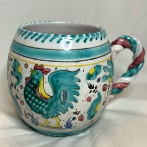Orvieto Made in Italy Rooster Mug with Braided Handle